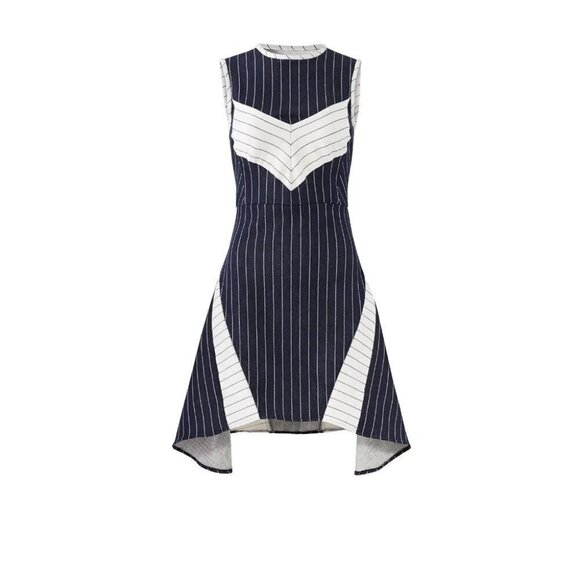 Wai Ming Navy Pinstriped Joy Dress $425 - Picture 6 of 9